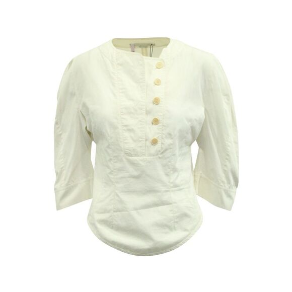 Stella McCartney Blouse with Crescent Sleeve in White Cotton - Picture 1 of 6